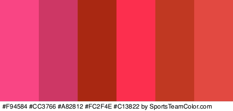 #F94584 #CC3766 #A82812 #FC2F4E #C13822 #E24941 Colors