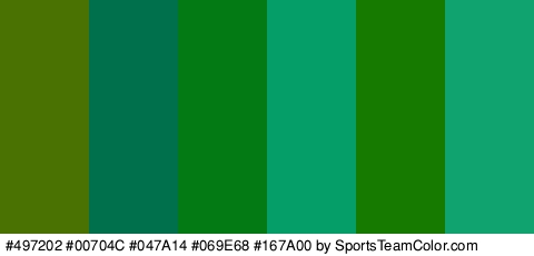 #497202 #00704C #047A14 #069E68 #167A00 #10A36F Colors