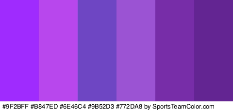 #9F2BFF #B847ED #6E46C4 #9B52D3 #772DA8 #622591 Colors