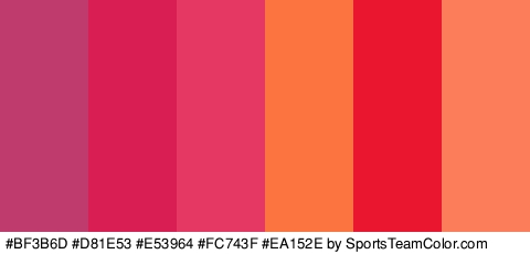 #BF3B6D #D81E53 #E53964 #FC743F #EA152E #FC7D5A Colors