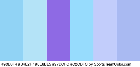 #90D3F4 #B4E2F7 #8E6BE5 #97DCFC #C2CDFC #A9B9F2 Colors