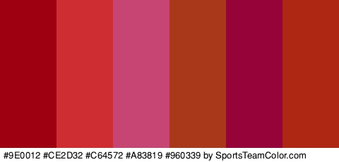 #9E0012 #CE2D32 #C64572 #A83819 #960339 #AD2713 Colors