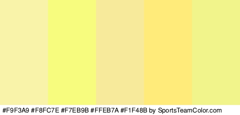 #F9F3A9 #F8FC7E #F7EB9B #FFEB7A #F1F48B Colors