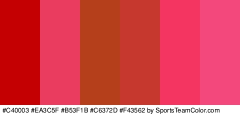 #C40003 #EA3C5F #B53F1B #C6372D #F43562 #F2487B Colors