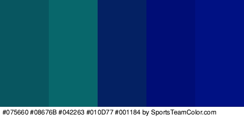 #075660 #08676B #042263 #010D77 #001184 Colors