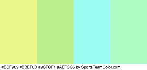 #ECF989 #BBEF8D #9CFCF1 #AEFCC5 Colors