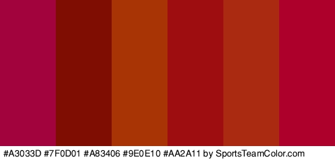 #A3033D #7F0D01 #A83406 #9E0E10 #AA2A11 #AD012C Colors