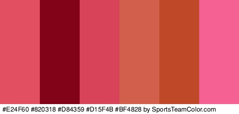 #E24F60 #820318 #D84359 #D15F4B #BF4828 #F46192 Colors