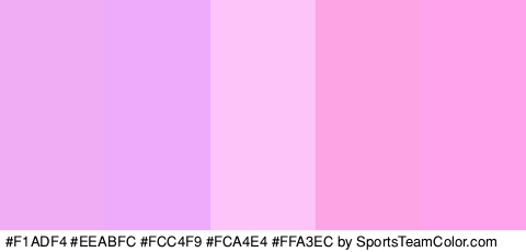 #F1ADF4 #EEABFC #FCC4F9 #FCA4E4 #FFA3EC Colors