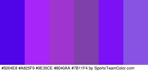 #5004E8 #A825F9 #9E35CE #8040AA #7B11F4 #8853E2 Colors