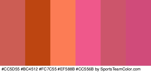 #CC5D55 #BC4512 #FC7C55 #EF588B #CC556B #D14B7A Colors