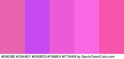 #E863B0 #C64AEF #EA5BD5 #F968E4 #F754AB Colors