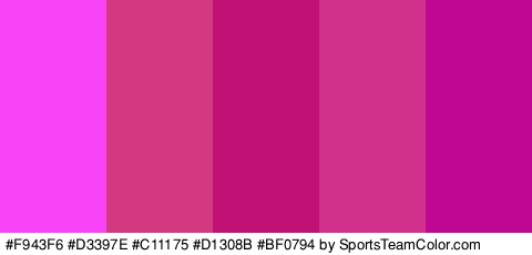 #F943F6 #D3397E #C11175 #D1308B #BF0794 Colors