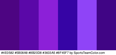 #4E0582 #5B08A8 #8B20D8 #3603A5 #8F45F7 #400584 Colors