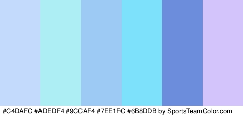 #C4DAFC #ADEDF4 #9CCAF4 #7EE1FC #6B8DDB #D3C4FC Colors