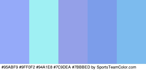 #95ABF9 #9FF0F2 #94A1E8 #7C9DEA #7BBBED Colors