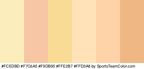 #FCEDBD #F7C6A5 #F9DB95 #FFE2B7 #FFD3A8 #EFB783 Colors