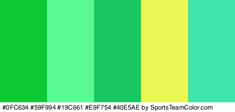 #0FC634 #59F994 #19C661 #E9F754 #40E5AE Colors