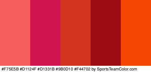 #F75E5B #D1124F #D1331B #9B0D10 #F44702 Colors