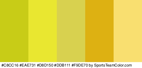 #C8CC16 #EAE731 #D8D150 #DDB111 #F9DE70 Colors