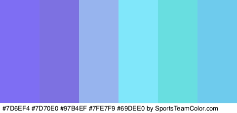 #7D6EF4 #7D70E0 #97B4EF #7FE7F9 #69DEE0 #6FCBED Colors