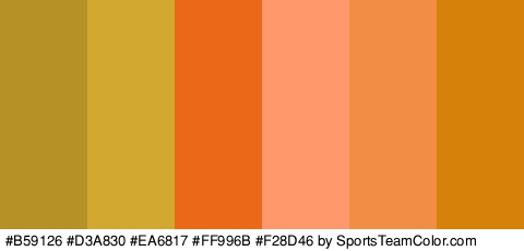 #B59126 #D3A830 #EA6817 #FF996B #F28D46 #D6810A Colors