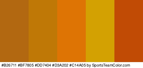 #B26711 #BF7805 #DD7404 #D3A202 #C14A05 Colors