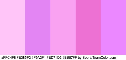 #FFC4F8 #E385F2 #F9A2F1 #ED71D2 #EB87FF Colors