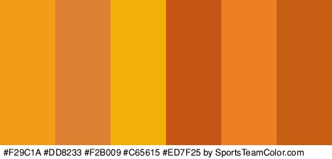 #F29C1A #DD8233 #F2B009 #C65615 #ED7F25 #C65E13 Colors