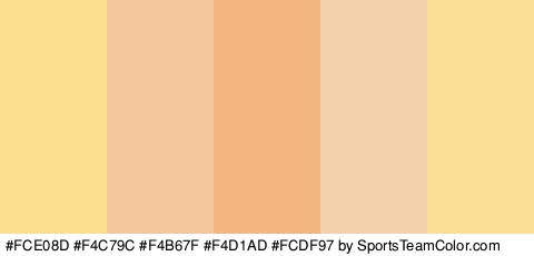 #FCE08D #F4C79C #F4B67F #F4D1AD #FCDF97 Colors