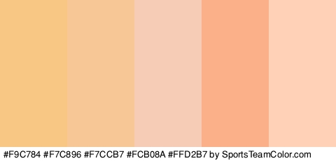 #F9C784 #F7C896 #F7CCB7 #FCB08A #FFD2B7 Colors