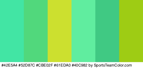 #42E5A4 #52D87C #CBE02F #61EDA0 #40C982 #9ECC14 Colors