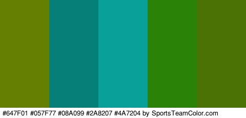 #647F01 #057F77 #08A099 #2A8207 #4A7204 Colors