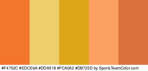 #F4752C #EDCE6A #DDA518 #FCA062 #DB723D Colors