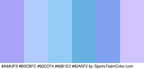 #A8A2F9 #B0CBFC #92CCF4 #66B1E2 #82A0F2 #D0C4FF Colors