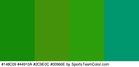 #148C09 #44910A #2C9E0C #00966E Colors