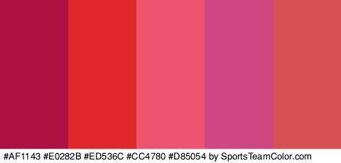 #AF1143 #E0282B #ED536C #CC4780 #D85054 Colors