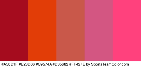 #A50D1F #E23D06 #C9574A #D35682 #FF427E Colors