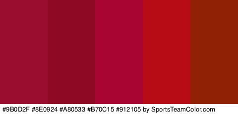 #9B0D2F #8E0924 #A80533 #B70C15 #912105 Colors