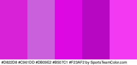 #D822D8 #C961DD #DB09E2 #B507C1 #F23AF2 Colors