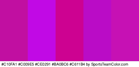 #C10FA1 #C009E5 #CE0291 #BA0BC6 #C611B4 Colors