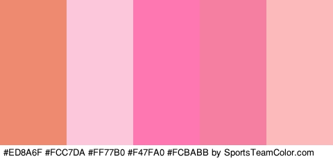 #ED8A6F #FCC7DA #FF77B0 #F47FA0 #FCBABB Colors