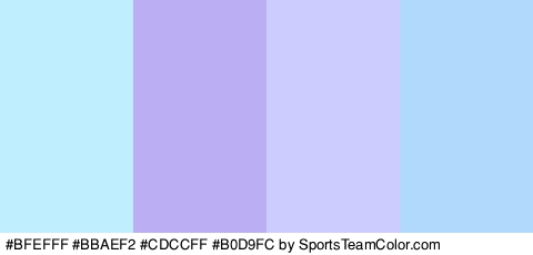 #BFEFFF #BBAEF2 #CDCCFF #B0D9FC Colors