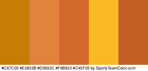 #C67C05 #E2833B #D3692C #F9B922 #C45F25 Colors