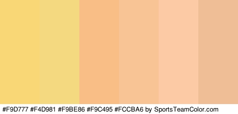 #F9D777 #F4D981 #F9BE86 #F9C495 #FCCBA6 #EFBE97 Colors