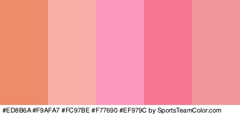 #ED8B6A #F9AFA7 #FC97BE #F77690 #EF979C Colors