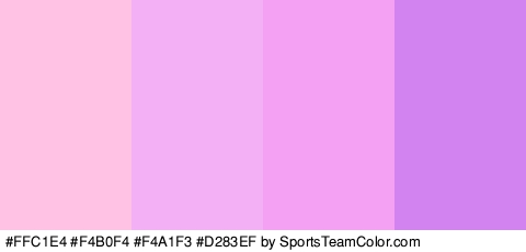 #FFC1E4 #F4B0F4 #F4A1F3 #D283EF Colors