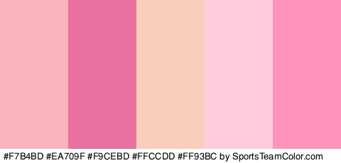 #F7B4BD #EA709F #F9CEBD #FFCCDD #FF93BC Colors