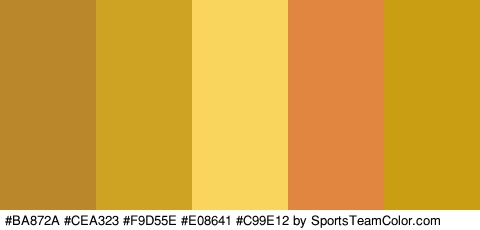 #BA872A #CEA323 #F9D55E #E08641 #C99E12 Colors