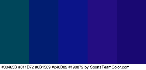 #00465B #011D72 #0B1589 #240D82 #190872 Colors